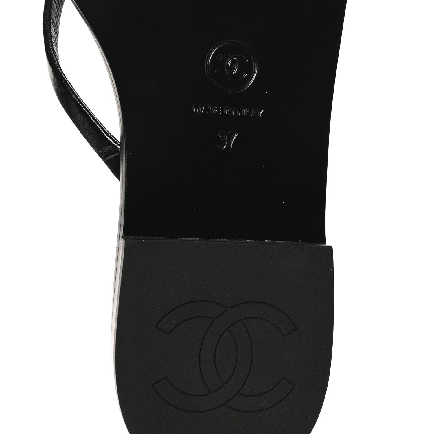Chanel Goatskin CC Times Square Thong Sandals 37 Black 8 of 10