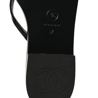 Chanel Goatskin CC Times Square Thong Sandals 37 Black 8 of 10