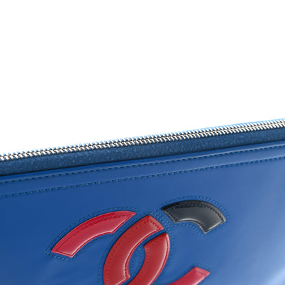 Chanel Vinyl Patent Lipstick Wristlet Wallet Blue 10 of 13
