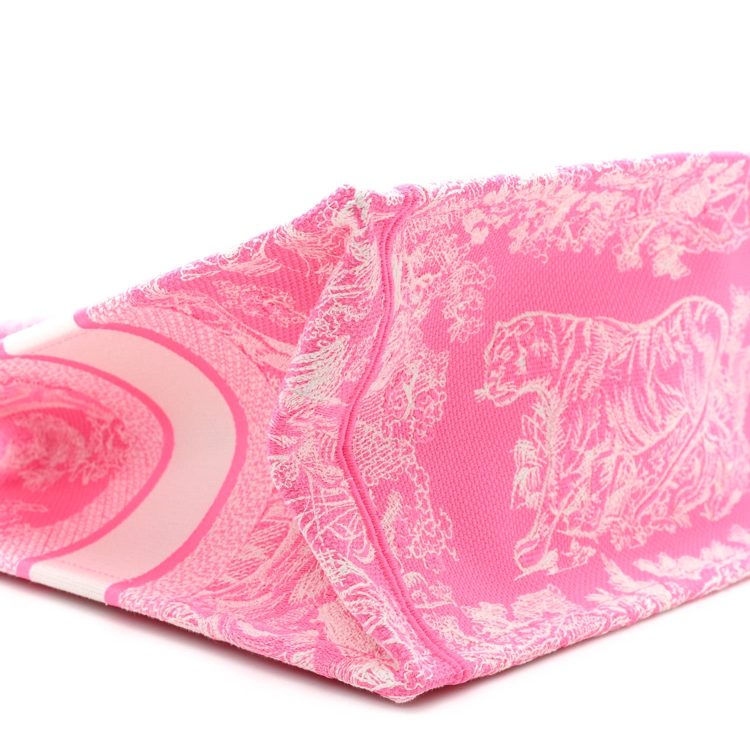 Christian Dior Canvas Embroidered Medium Dioriviera Toile De Jouy Book Tote Fluorescent Pink 9 of 11