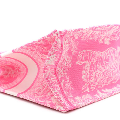 Christian Dior Canvas Embroidered Medium Dioriviera Toile De Jouy Book Tote Fluorescent Pink 9 of 11