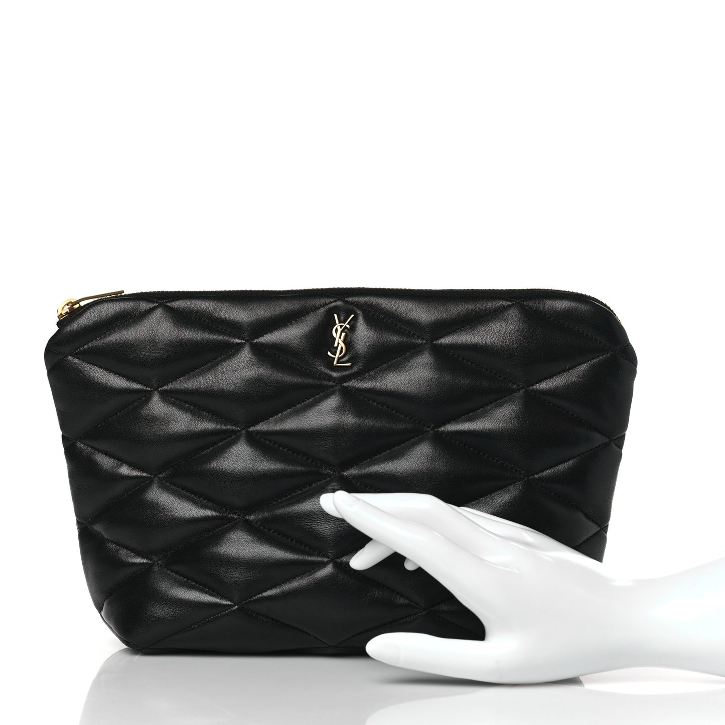 Lambskin Monogram Medium Sade Puffer Pouch Black