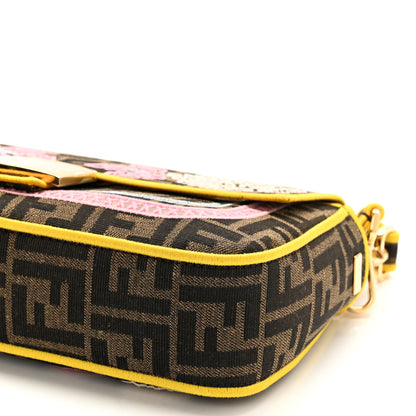 Fendi Fabric Jacquard FF Floral Embroidered Baguette Tobacco Moro Multicolor 10 of 10