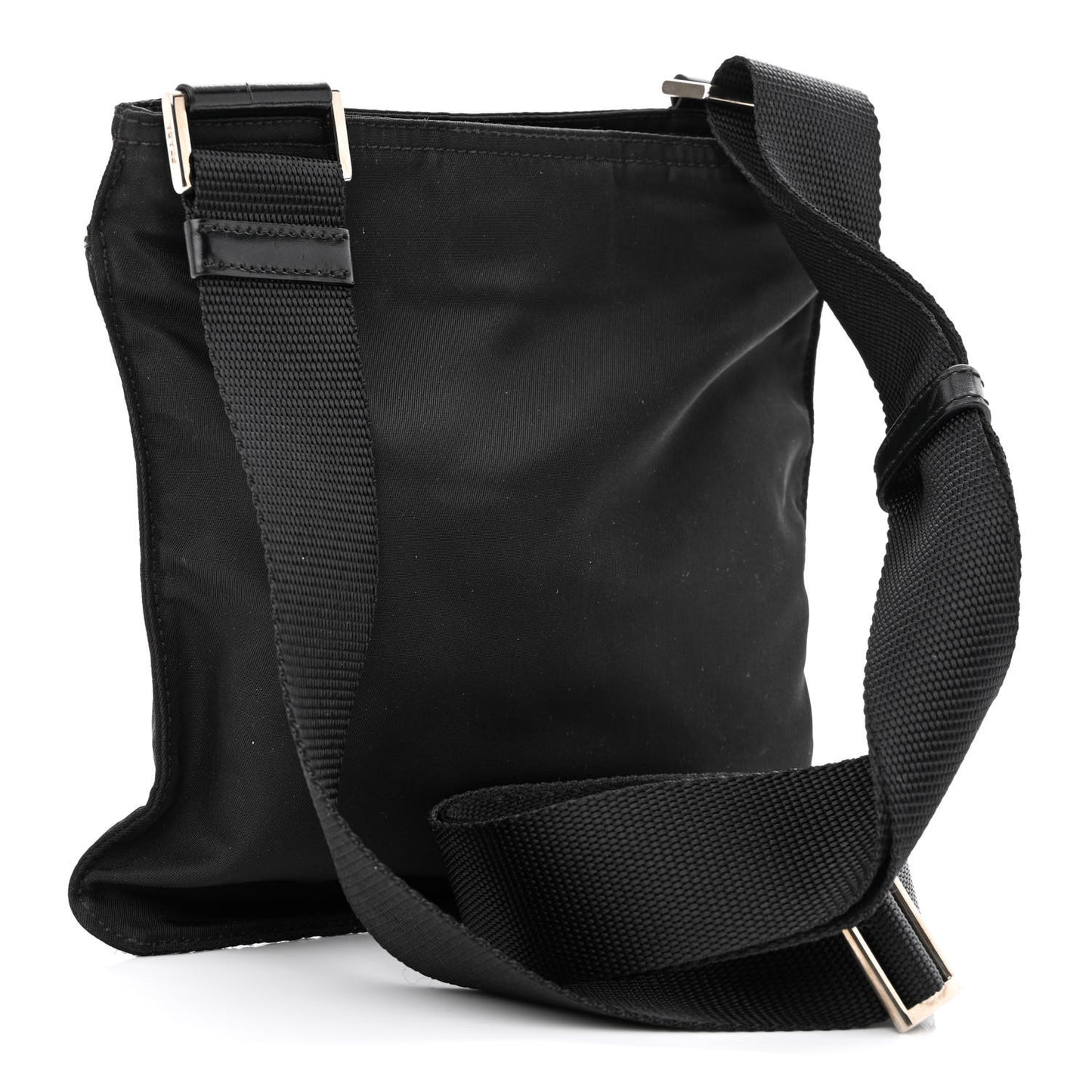 Nylon Flat Messenger Bag Black