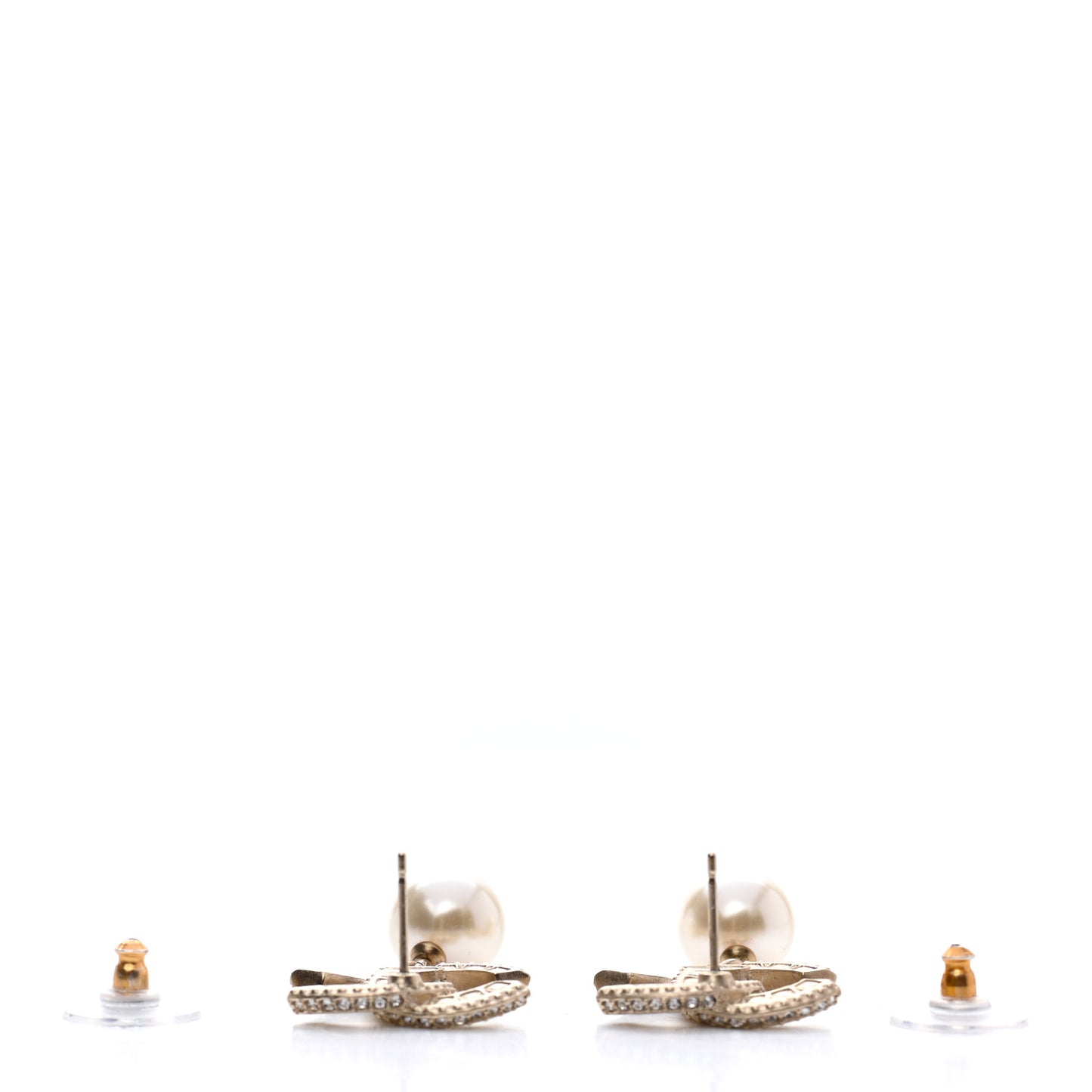 Crystal Pearl CC Drop Earrings Gold
