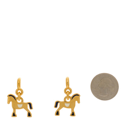Hermes Metal Lacquered Cheval Earrings Gold Orfevre 2 of 5