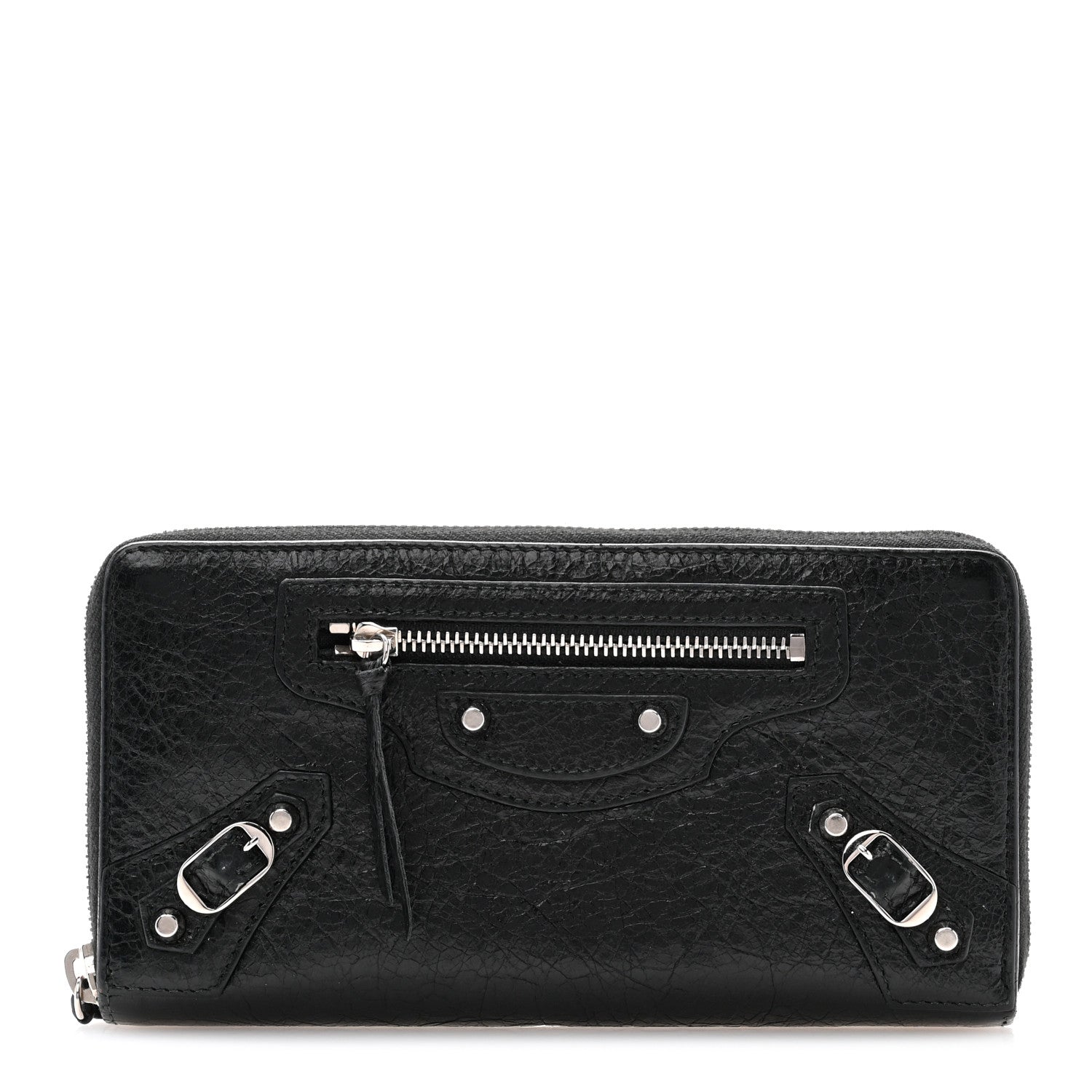 Balenciaga Agneau Classic Silver Hardware Continental Zip Around Wallet Black 1 of 11