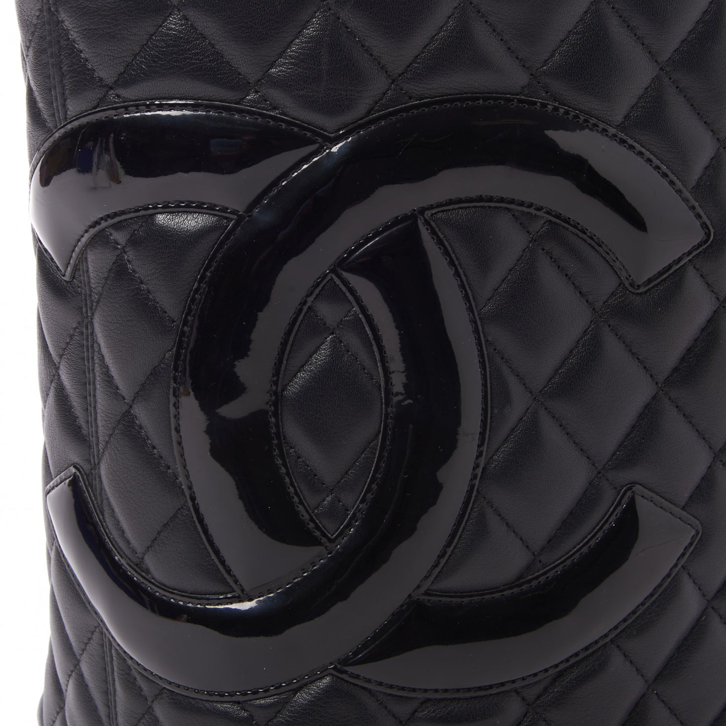 Calfskin Quilted Large Cambon Tote Black