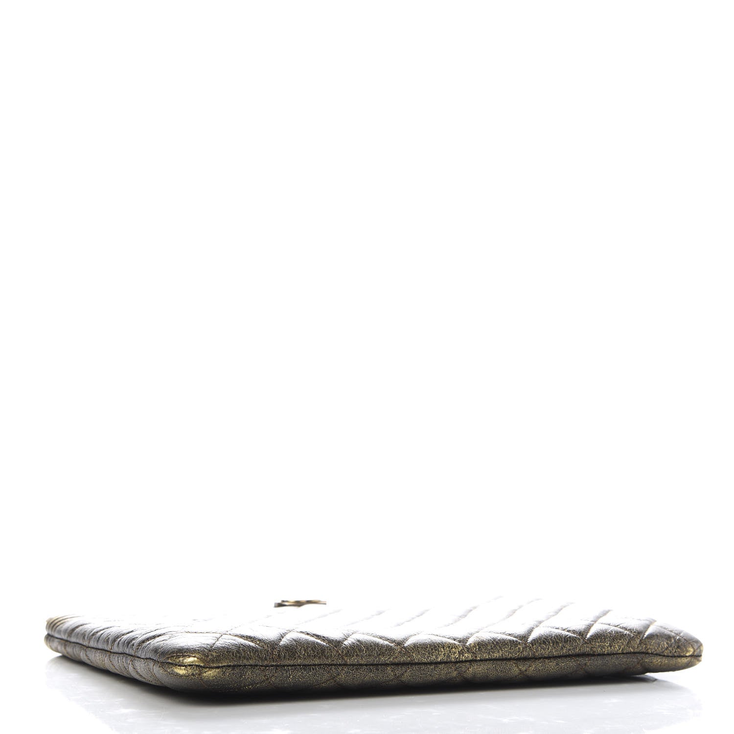 Chanel Cracked Metallic Calfskin Quilted Medium Boy Cosmetic Case Gold 3 of 9