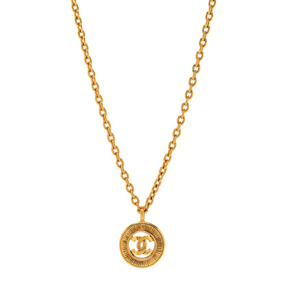 Chanel Metal CC Sunburst Chain Pendant Necklace Gold 1 of 4
