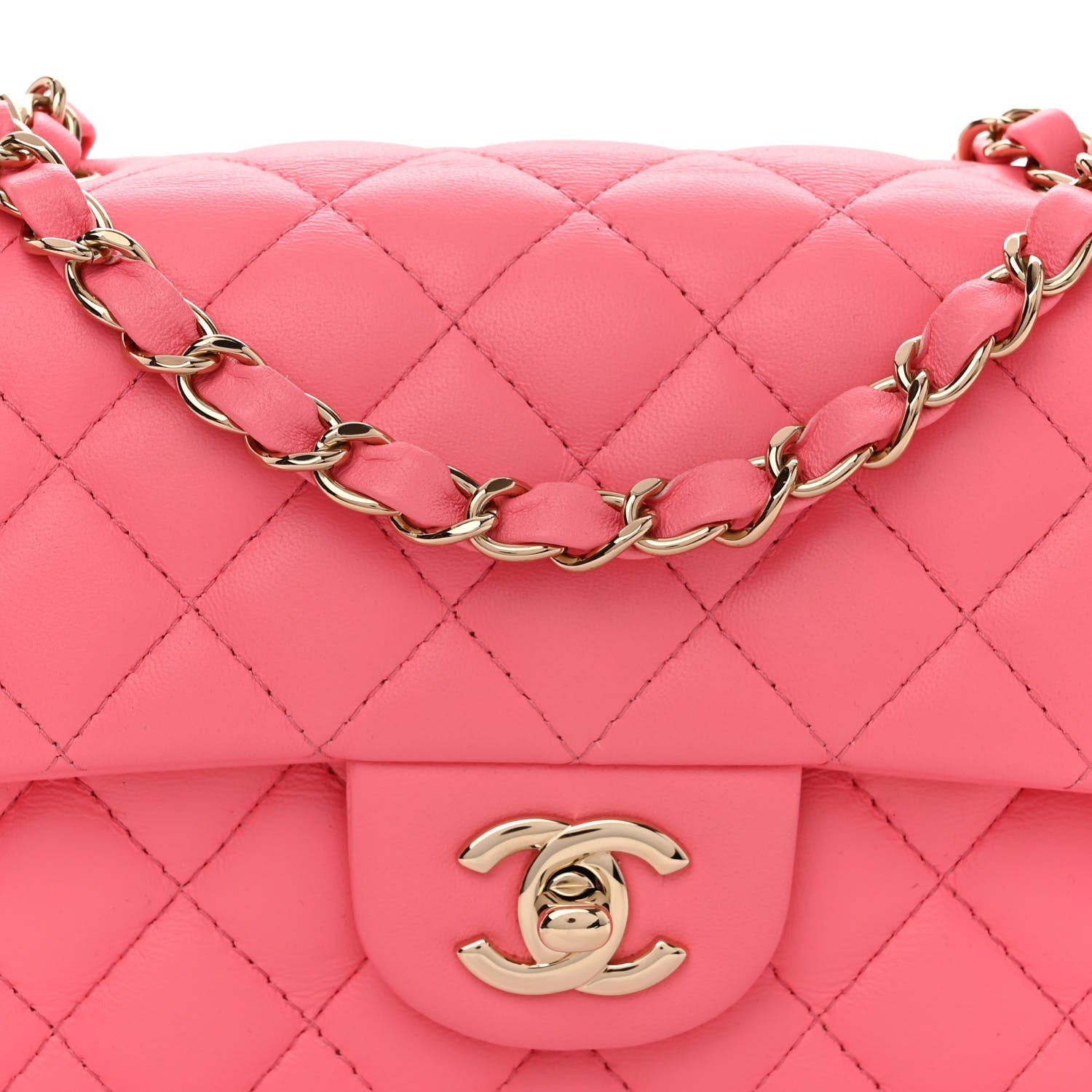 Chanel Lambskin Quilted Mini Rectangular Flap Pink 8 of 14