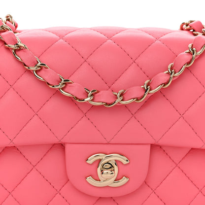 Chanel Lambskin Quilted Mini Rectangular Flap Pink 8 of 14