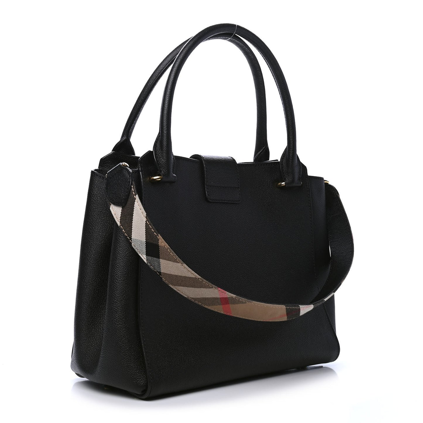 Soft Grain Calfskin Medium Buckle Tote Black