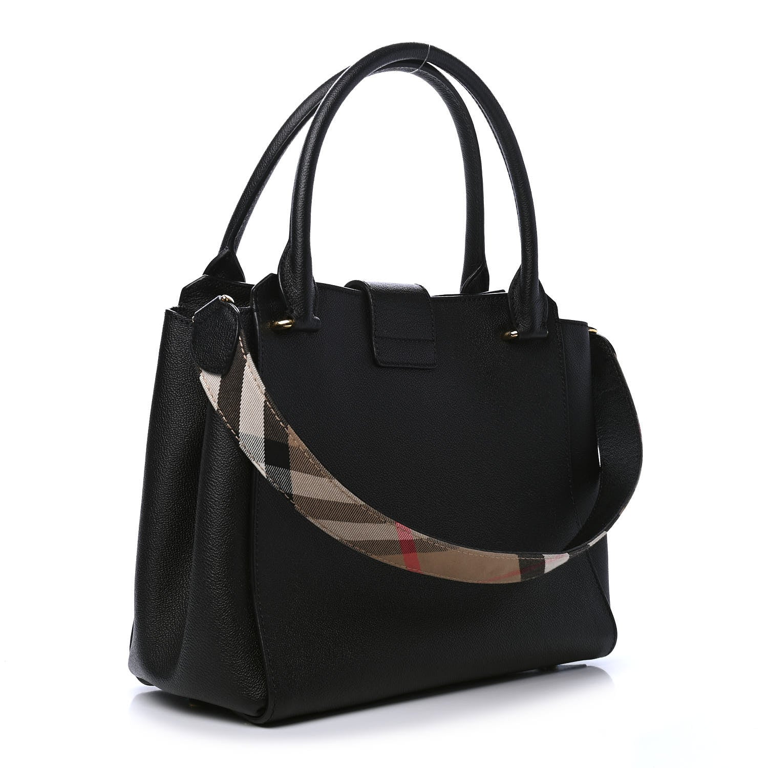 Burberry Soft Grain Calfskin Medium Buckle Tote Black 2 of 5