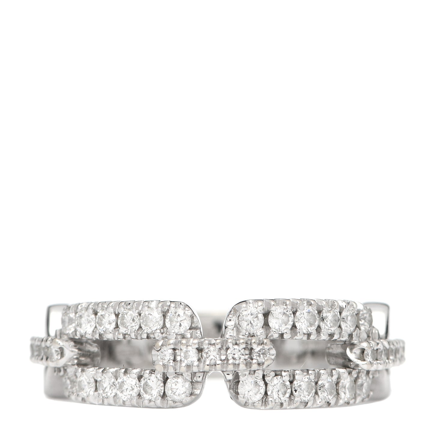 18K White Gold Diamond Segnaletici Link Band Ring 54 7