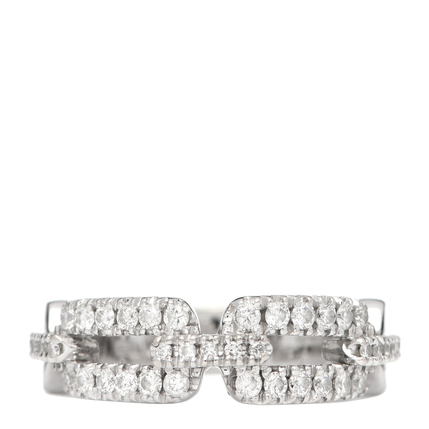 Damiani 18K White Gold Diamond Segnaletici Link Band Ring 54 7 1 of 5