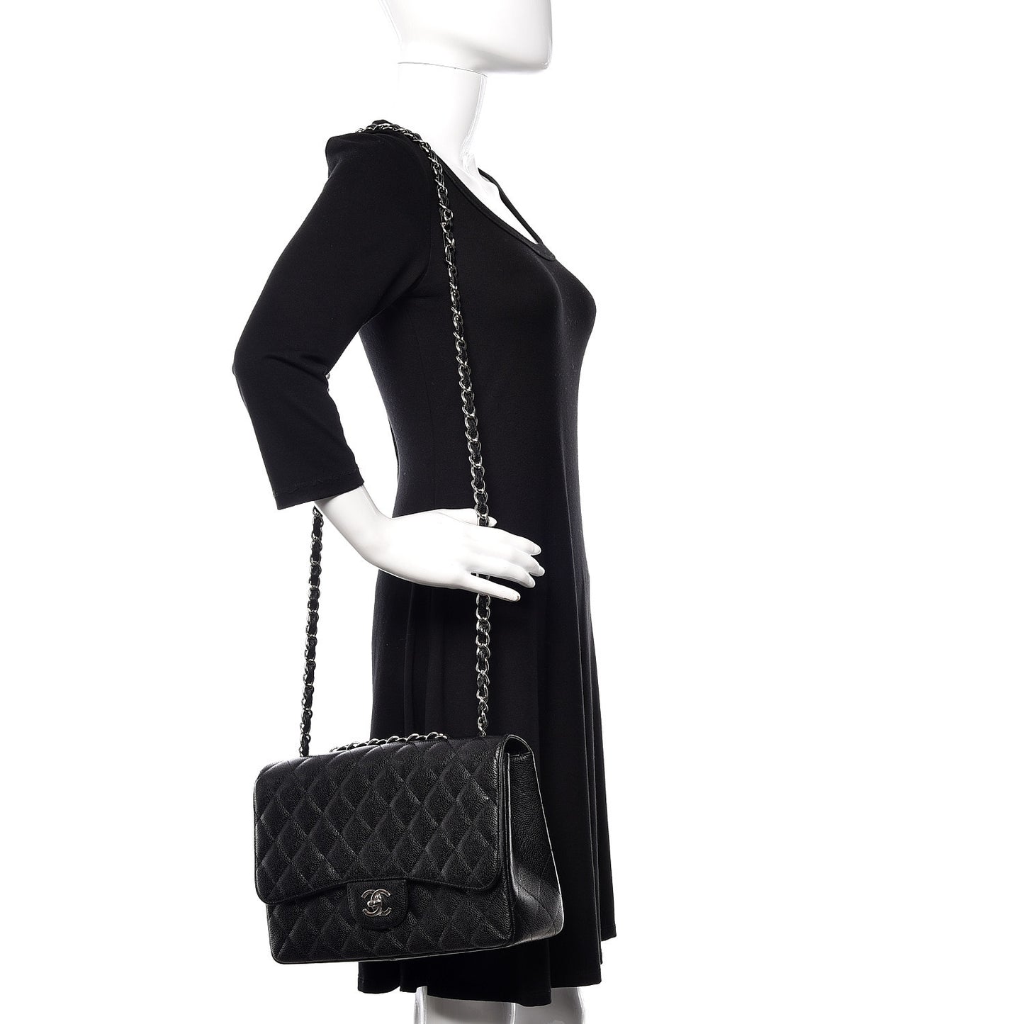 Caviar Quilted Jumbo Single Flap Black