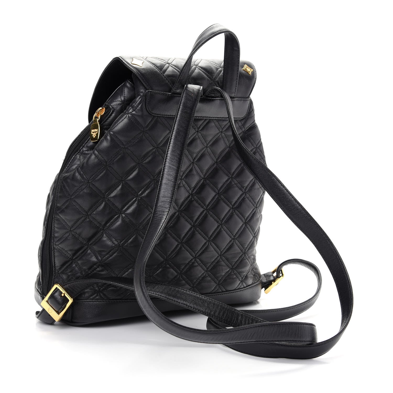 MCM Calfskin Quilted Studded Backpack Black 2 of 8