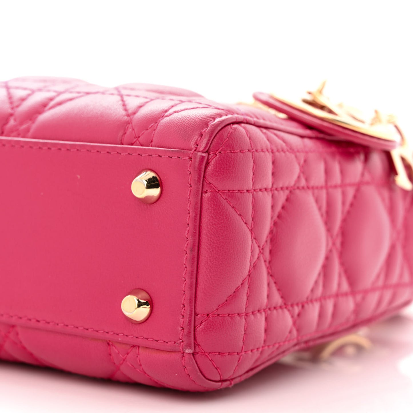 Lambskin Cannage Mini Lady Dior Fuchsia