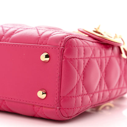 Christian Dior Lambskin Cannage Mini Lady Dior Fuchsia 9 of 9