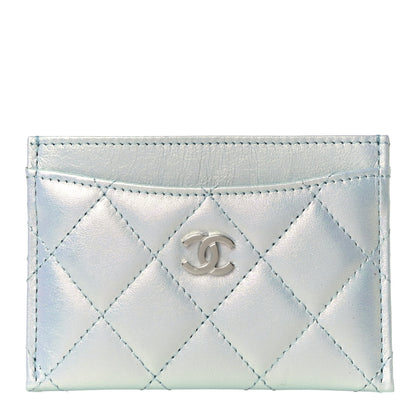 Chanel Iridescent Lambskin Quilted Card Holder Light Blue 1 of 11