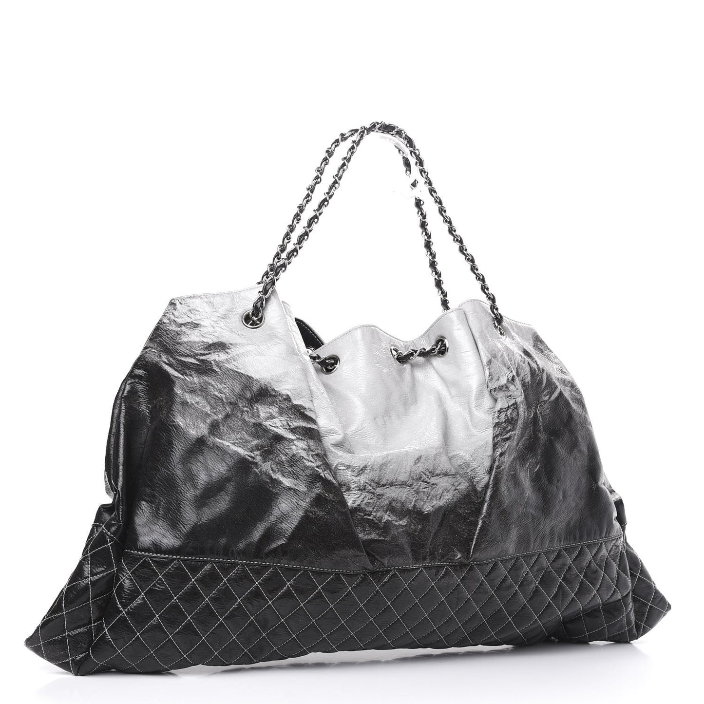 Vinyl Quilted Melrose Degrade Tote Black