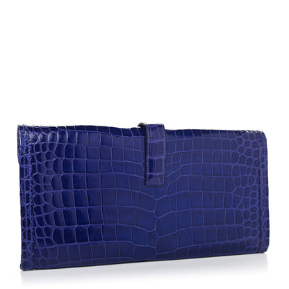 Hermes Shiny Porosus Crocodile Jige Elan 29 Clutch Bleu Electrique 2 of 4