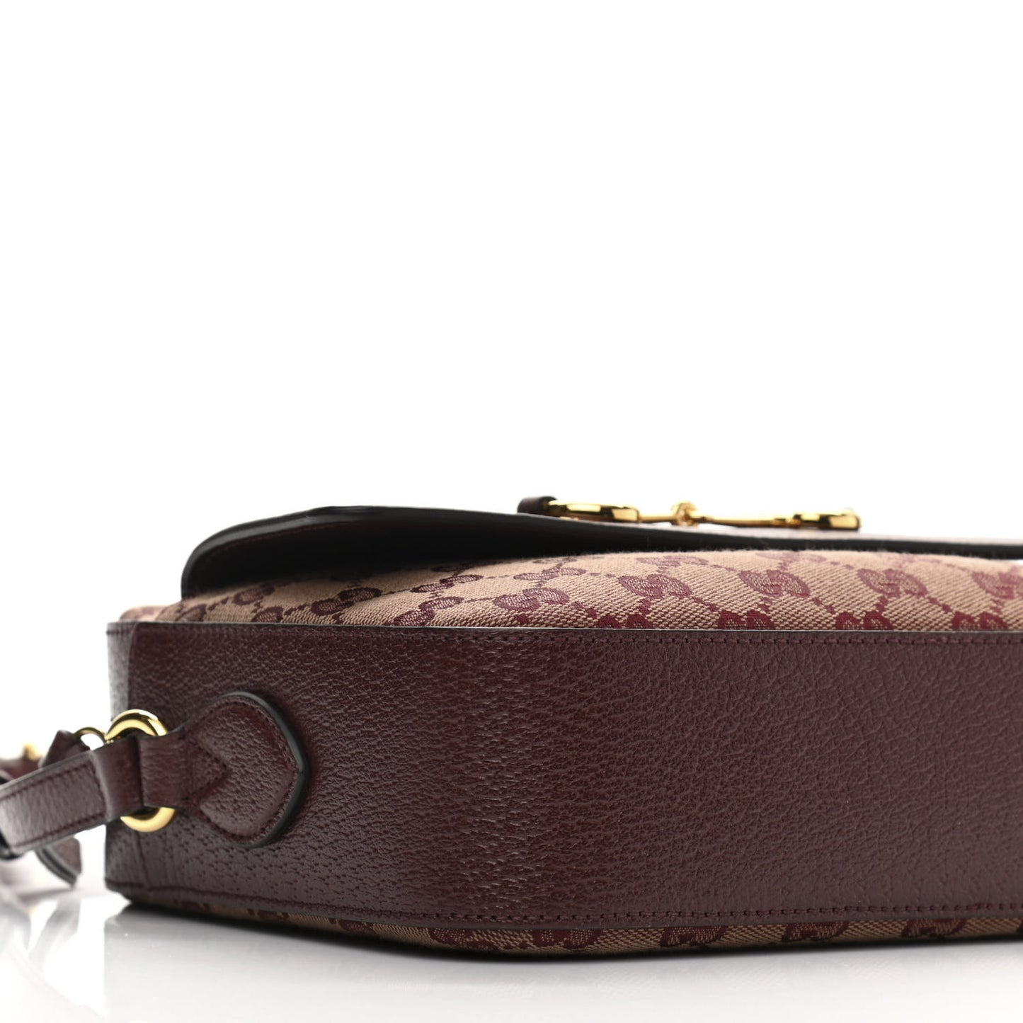 Monogram Textured Dollar Calfskin Small Horsebit 1955 Shoulder Bag Sahara Rubino Chardonnay