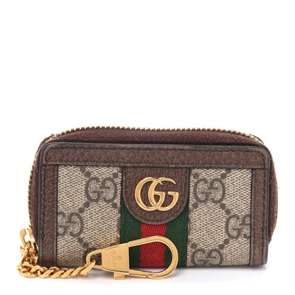 Gucci GG Supreme Monogram Web Ophidia Zip Around Key Case Beige New Acero 1 of 7