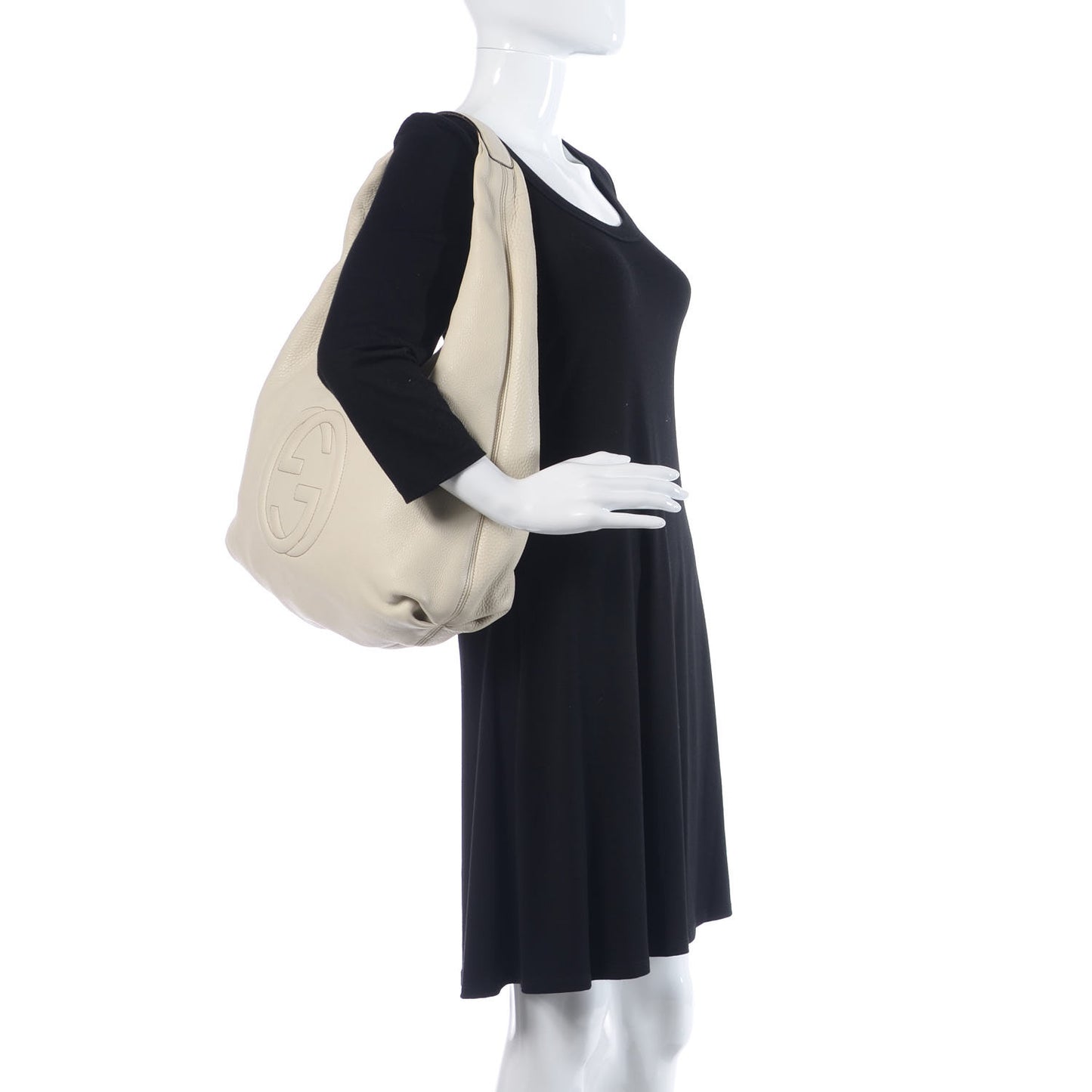 Pebbled Calfskin Large Soho Hobo Off White