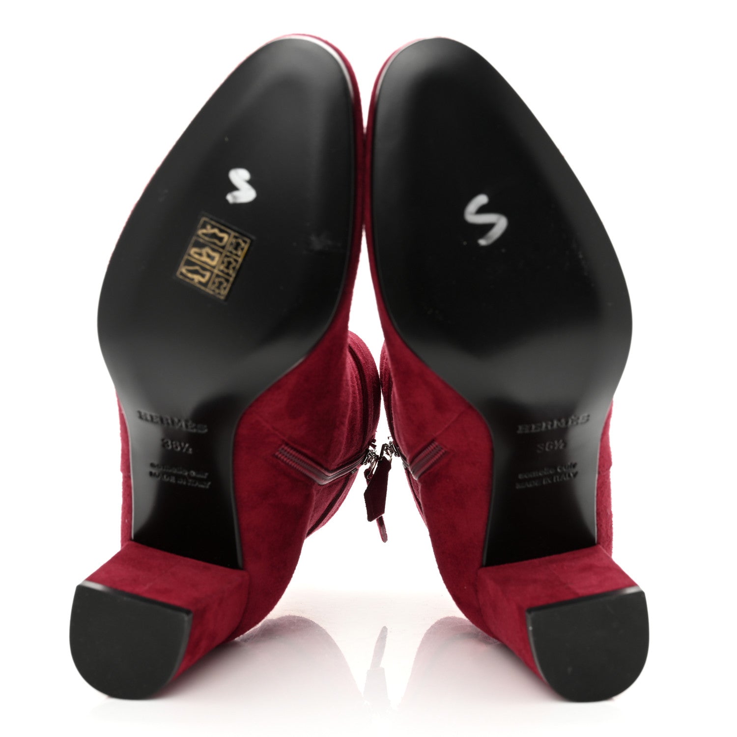 Hermes Suede Goatskin Saint Germain Ankle Boots 36.5 Rouge Tibetain 5 of 11