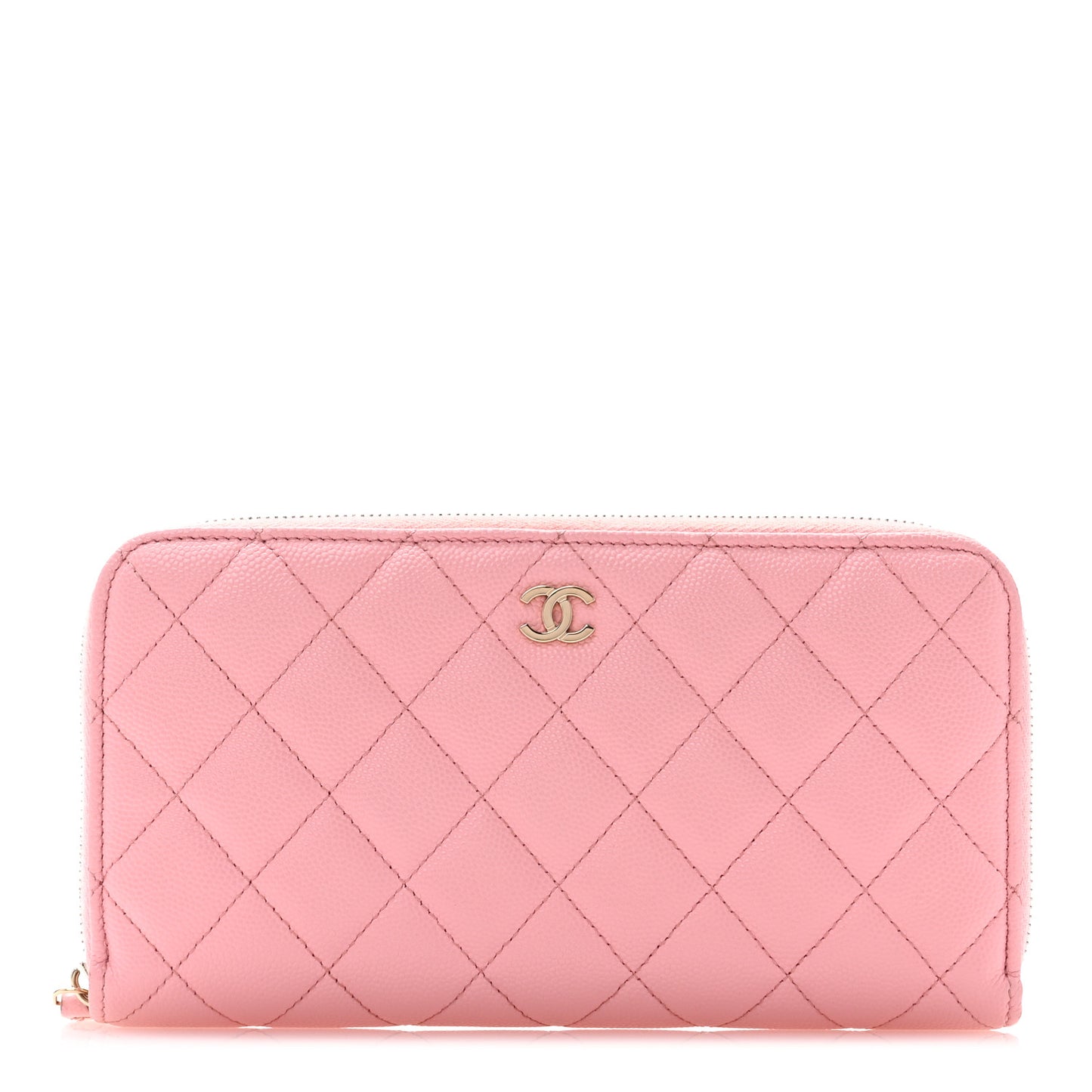 Caviar Quilted Large Gusset Zip Around Wallet Pink