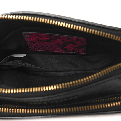 Marc Jacobs Metallic Sequin Snake Embossed Calfskin Stripe Snapshot Camera Bag Black White Pink 5 of 10