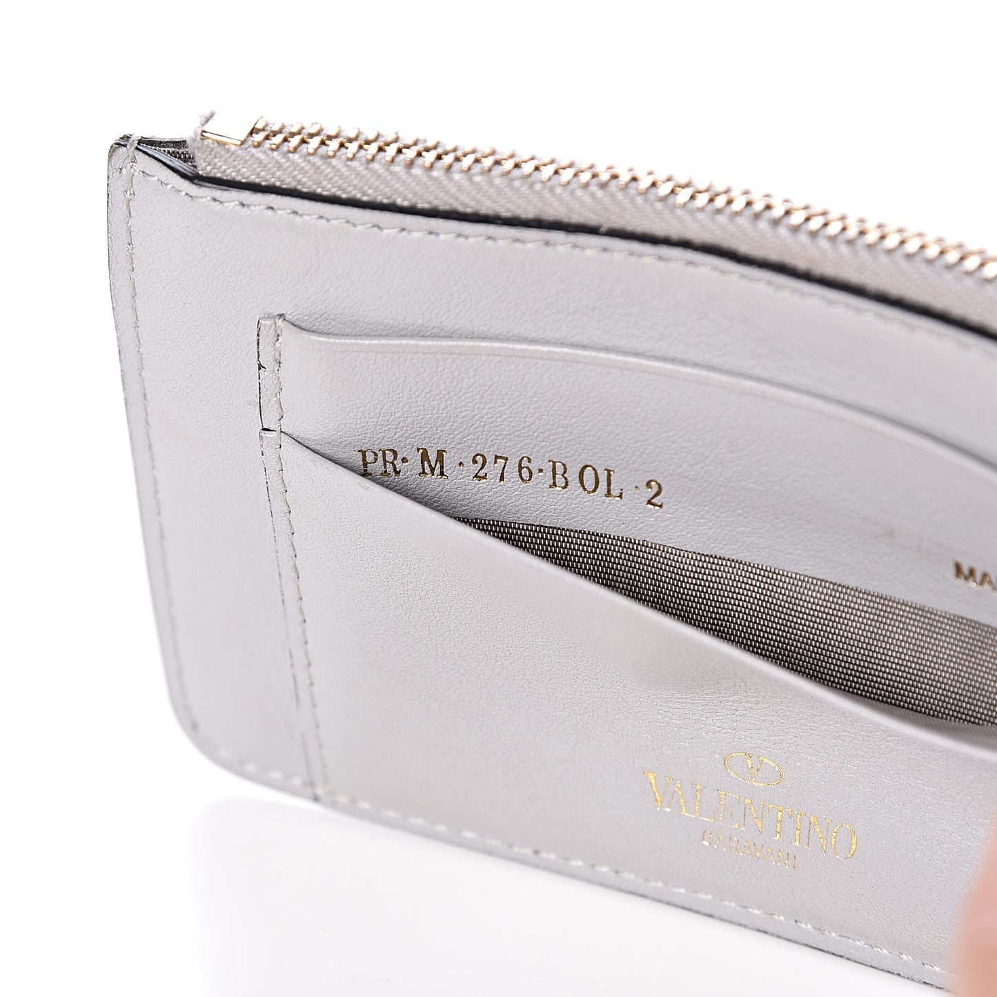 Vitello Rockstud Key Coin Case Card Holder Grey