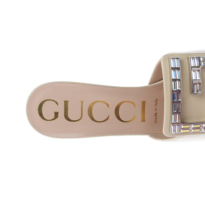 Gucci Malaga Kid Crystal Square G Madelyn Mules 38.5 Vintage White 7 of 10