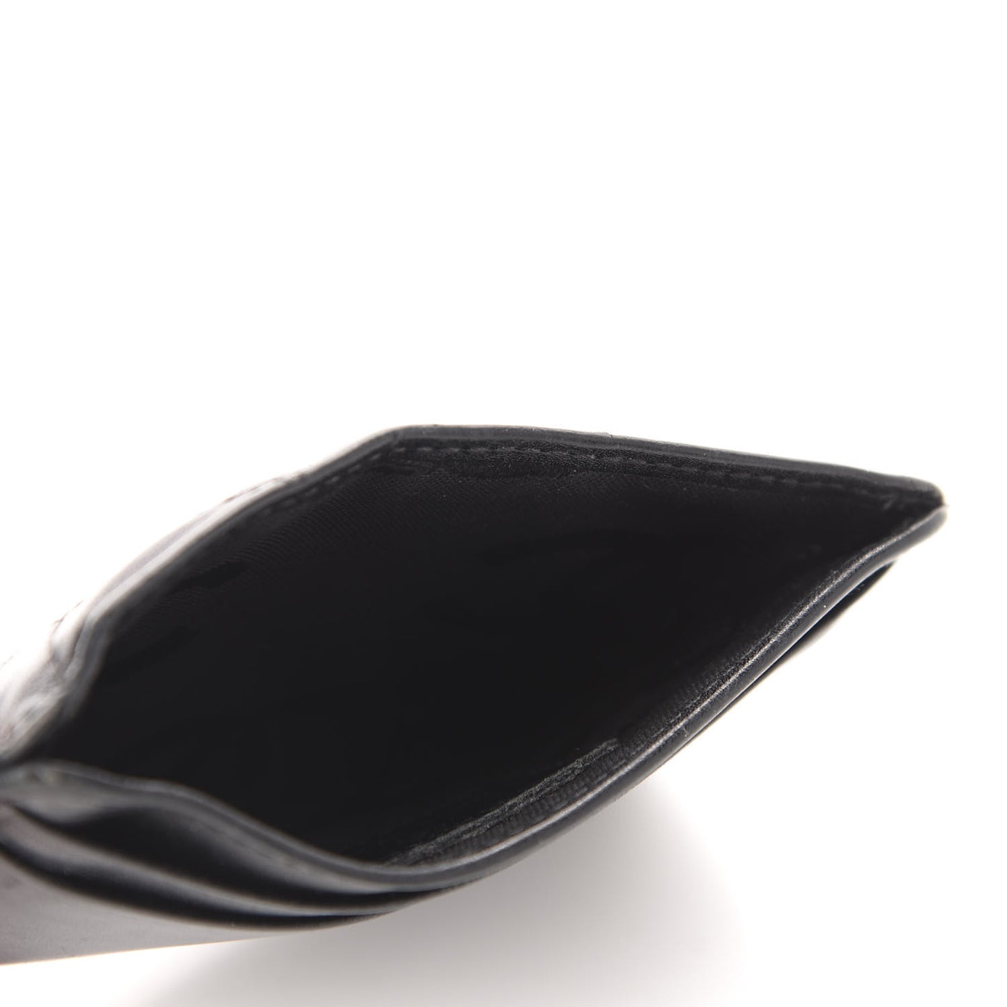 Calfskin Quilted Cambon Card Holder Black