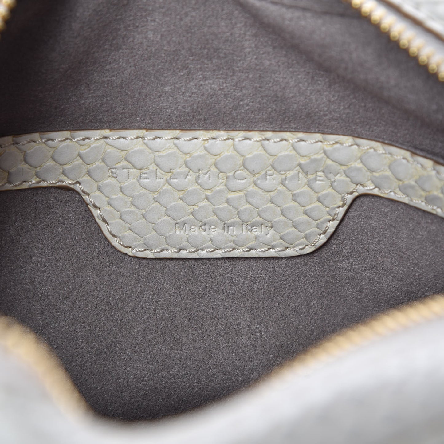Snakeskin Effect Star Patch Shoulder Bag Ivory