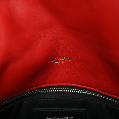 Saint Laurent Lambskin Quilted Small Loulou Puffer Monogram Chain Satchel Red 8 of 11