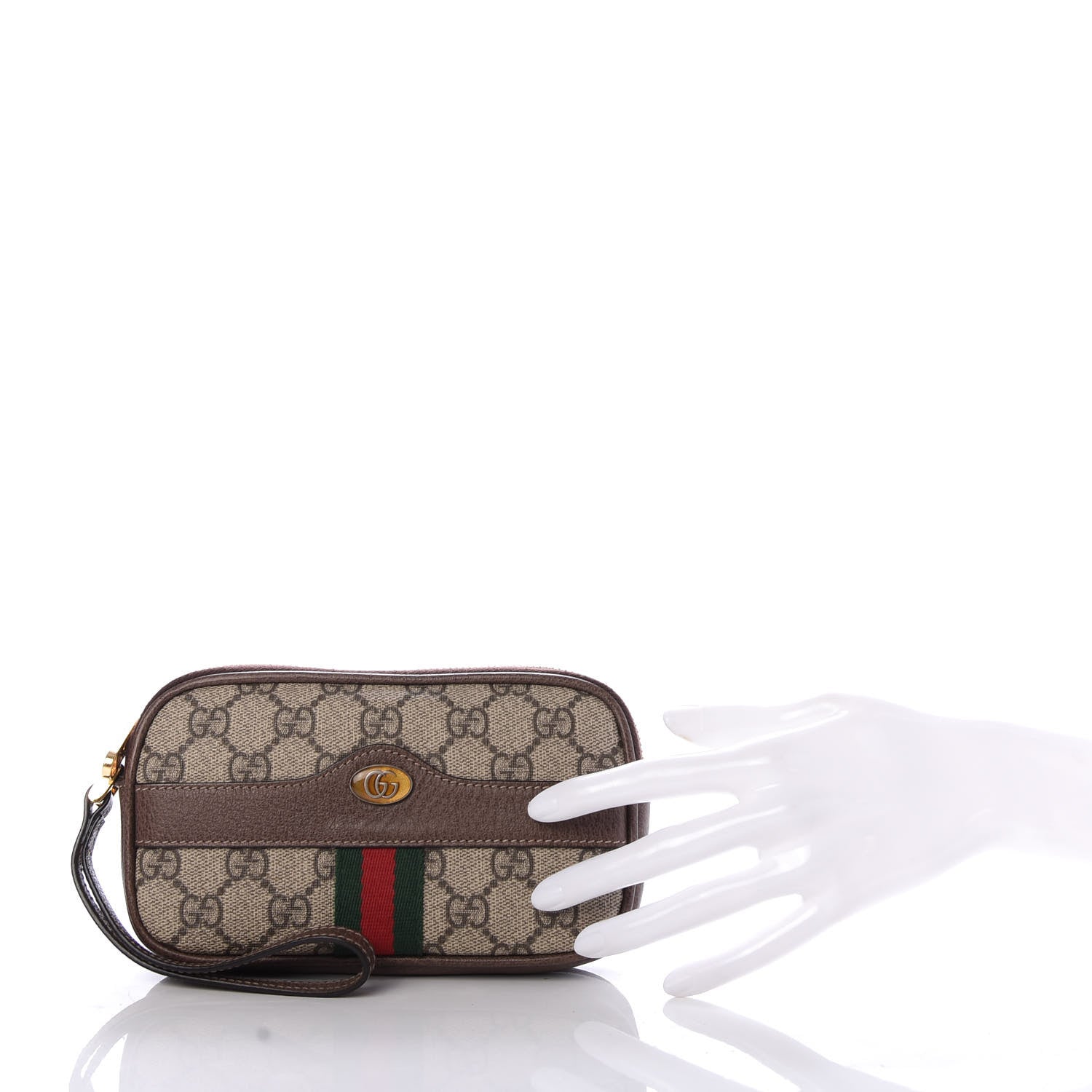 Gucci GG Supreme Monogram Ophidia Phone Case Wristlet Brown 2 of 7