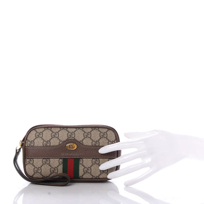 Gucci GG Supreme Monogram Ophidia Phone Case Wristlet Brown 2 of 7