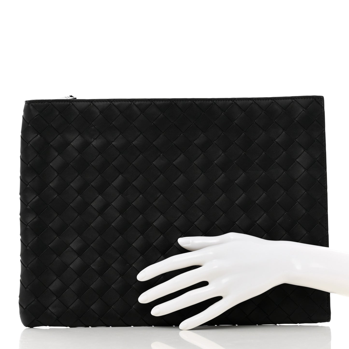 Nappa Intrecciato Flat Zip Pouch Black