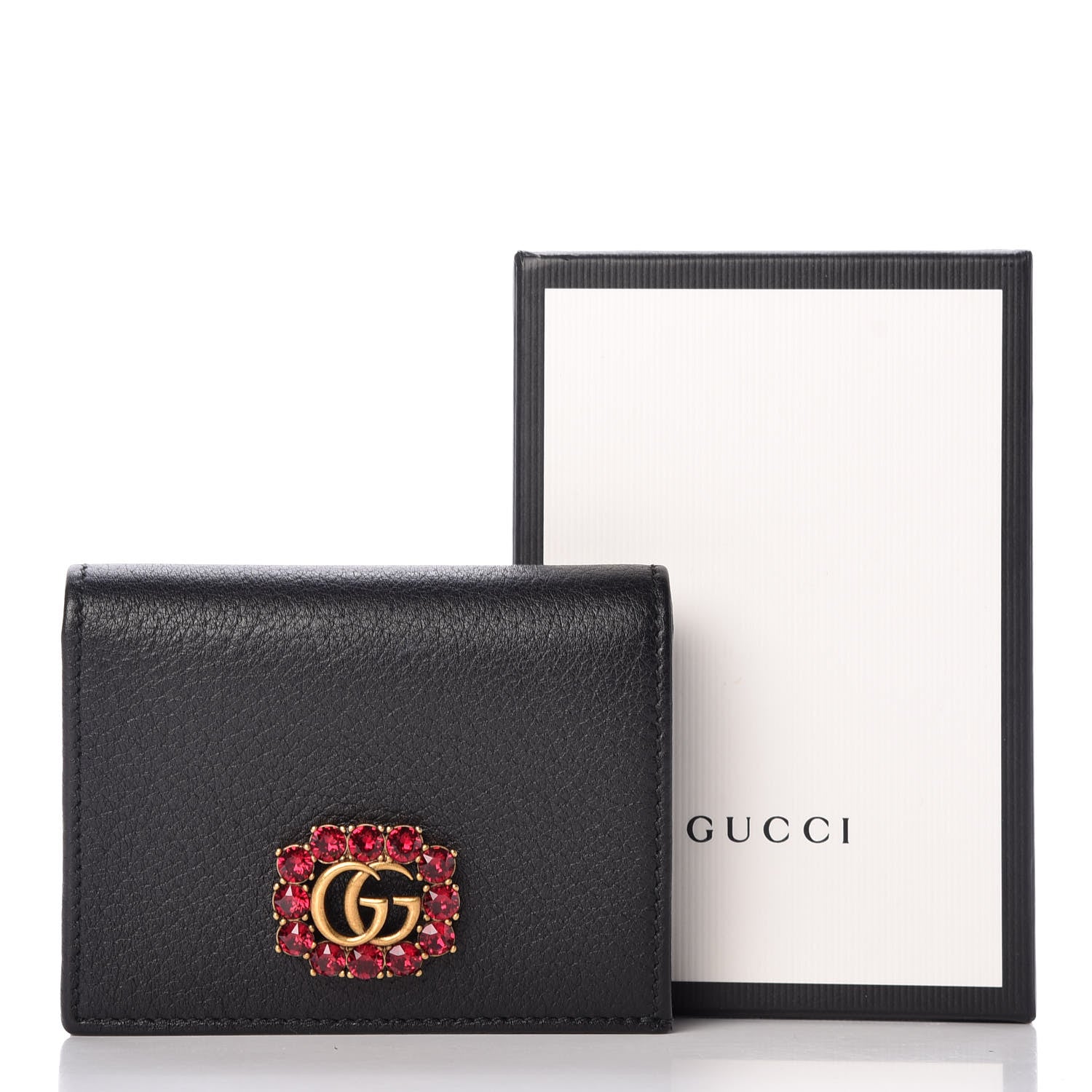 Gucci Calfskin Crystal Double G Card Case Black 10 of 10