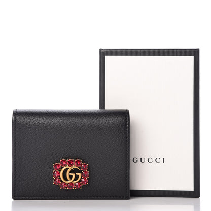 Gucci Calfskin Crystal Double G Card Case Black 10 of 10