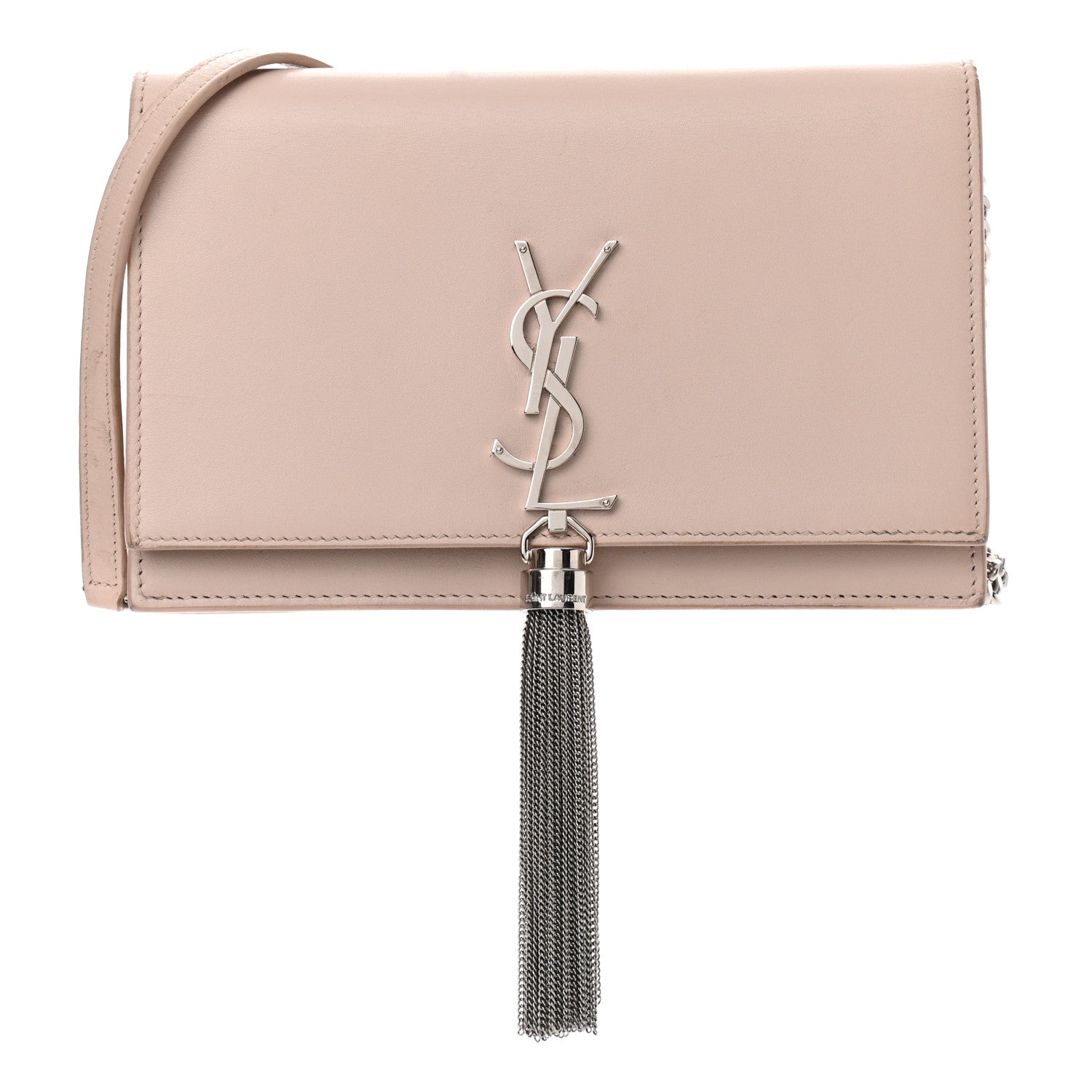 Saint Laurent Smooth Calfskin Classic Monogram Kate Tassel Chain Wallet Nude Powder 1 of 13