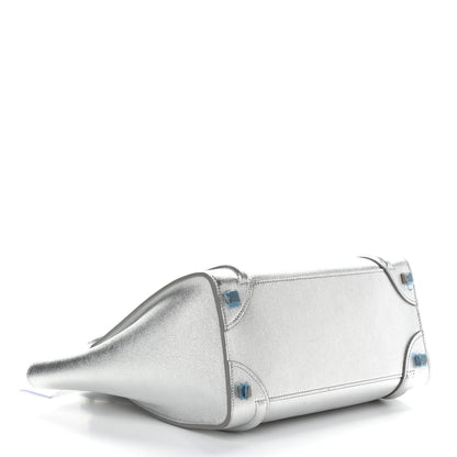 Celine Laminated Lambskin Micro Luggage Silver 4 of 12