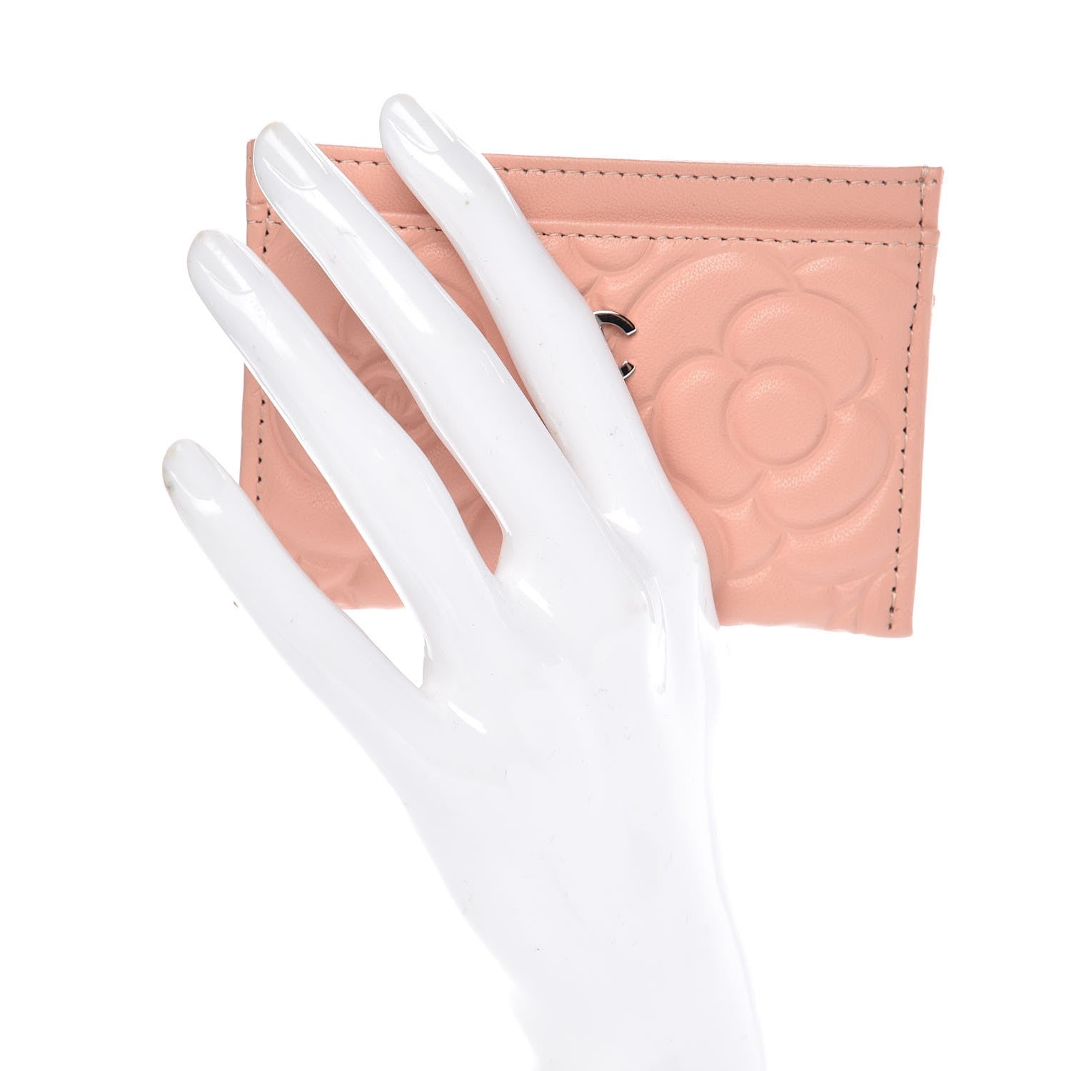 Chanel Goatskin Camellia Embossed Card Holder Light Pink 2 of 8