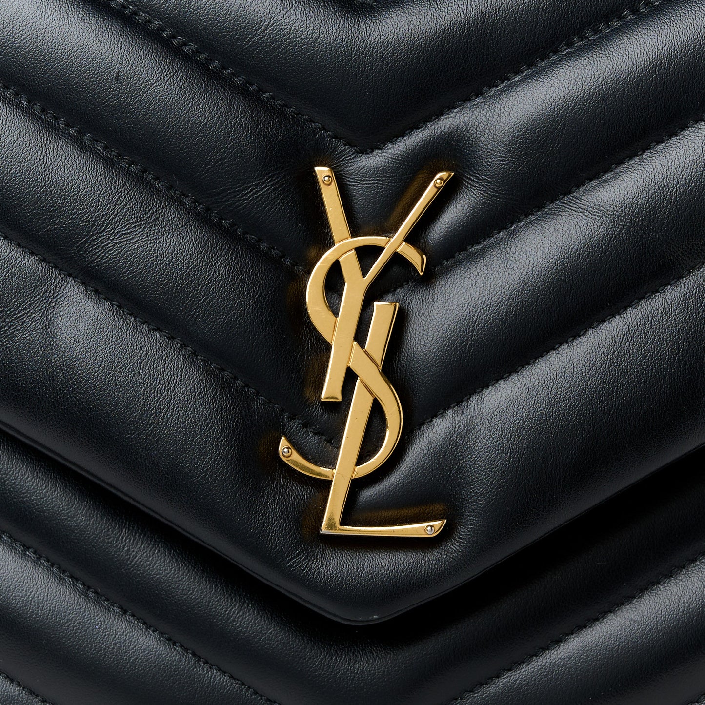 Calfskin Y Quilted Monogram Medium Loulou Chain Satchel Black