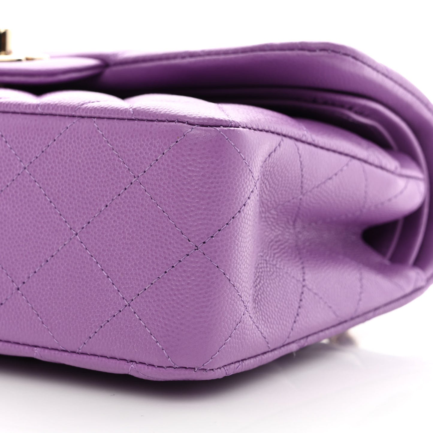 Caviar Quilted Small Double Flap Purple