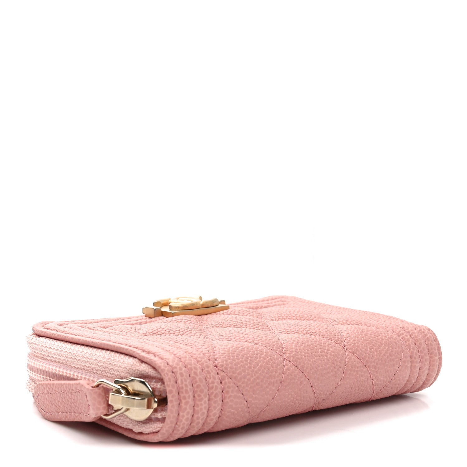 Chanel Caviar Quilted Boy Zip Around Coin Purse Wallet Pink 4 of 8