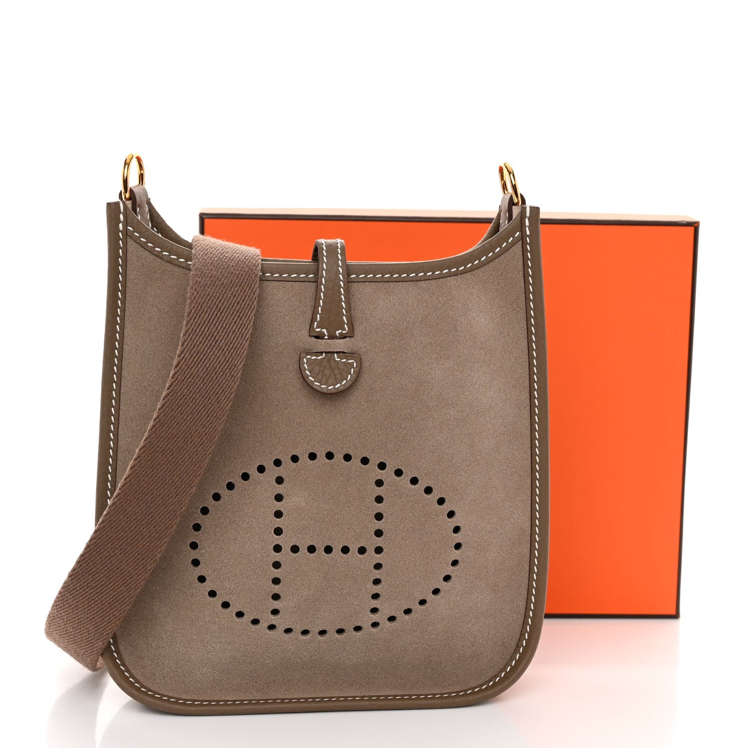 Hermes Veau Grizzly Taurillon Clemence Evelyne TPM Gris Caillou Etoupe 11 of 11